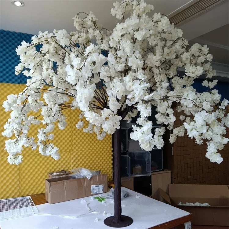 Factory Price G-2029 OEM Size Large  Artificial White Cherry Blossom Christmas Tree for Wedding Home Decoration