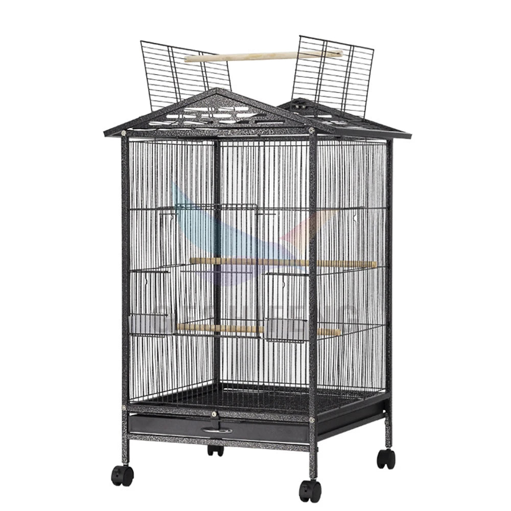 Wholesale Comfortable Bird Pet Cages Black Metal Large Folding Love Birds Cages