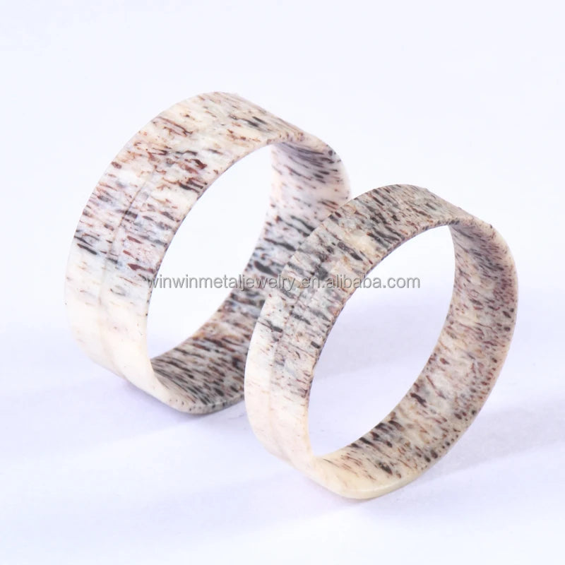 Trendy Comfort Fit 6mm 8mm Natural Deer Antler Ring Core Blanks Wedding Bands or Inlay Rings