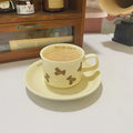 Korea Ins Cream Vintage Bear Ceramic Mug and Saucer Set Light Luxury Afternoon Tea c