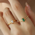 Dainty Zircon Diamond Wedding Ring Women 18K Gold Plated Stainless Steel Jewelry Square Cut Cubic Zirconia Rings