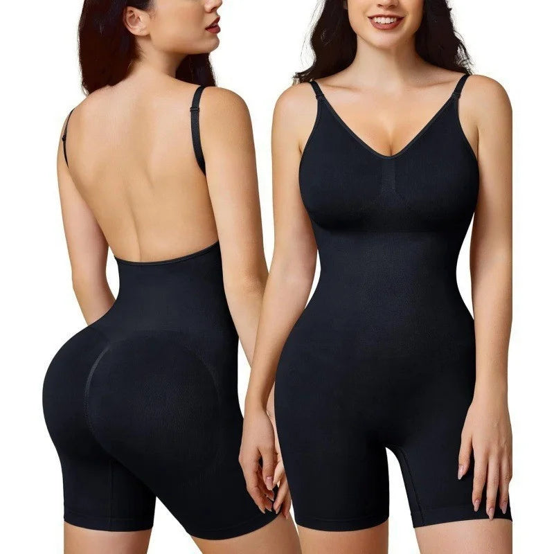 Women's Plus Size Seamless Body Shaper Lifter Beautiful Back Boxer Tights Short Sleeve Compression Body Shapers