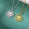 Myshape Eye of Providence with Crescent Moon Necklace Cosmic Eye Talisman Protection Amulet Stainless Steel Jewelry