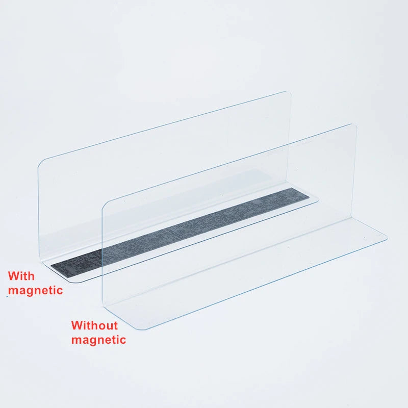 Hookei Magnetic Supermarket Retail Store Magnetic Clear Acrylic Plastic L Shape Shelf Divider for Metal Shelves