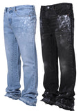 Men's Casual Mid Waist Straight Denim Pants Solid European American Street Fashion Hot Ins Summer Elastic Jeans Washed Technique