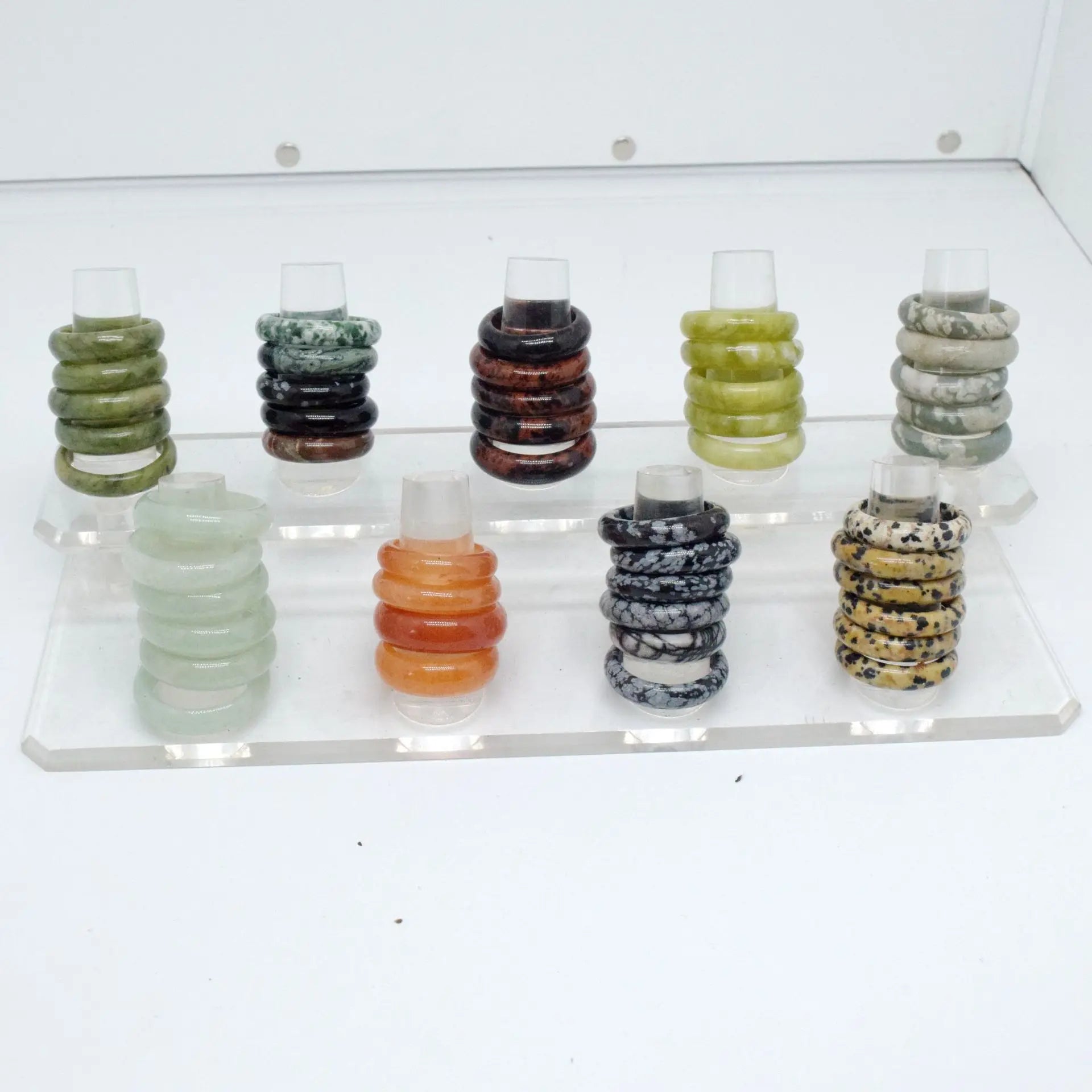 Natural Semi-precious Jade Ring Healing Crystal Agate Gemstone Rings for Girl Gift Ore Carving Ring