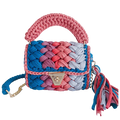 2023 T Shirt Yarn Crochet Bags Rainbow Striped Crochet Wrist Bag Women Handbags Knitted Cotton Bag