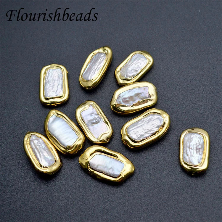Wholesale FreshWater Pearl Irregular Rectangle Shape Loose Beads Pearl Charms for Necklace Bracelet Making