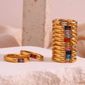 Personalized Gifts Birthstone Ring Colorful Square AAA Zircon Rings Jewelry Women Wedding Rings