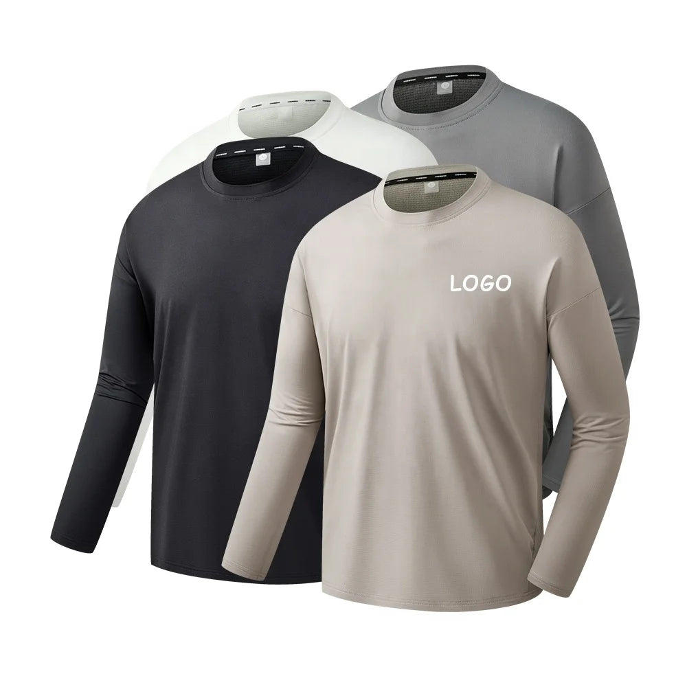 Custom Oem Hight Quality Performance Plain Moisture Wicking Workout Running Long Sleeve Sports Men's Quick Dry T-shirt