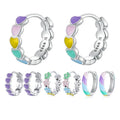 Fashion Designer Qings 925 Sterling Silver Jewelry  Gold Plated Rainbow Cubic Zirconia Women Cuff Huggie  Hoop Earrings
