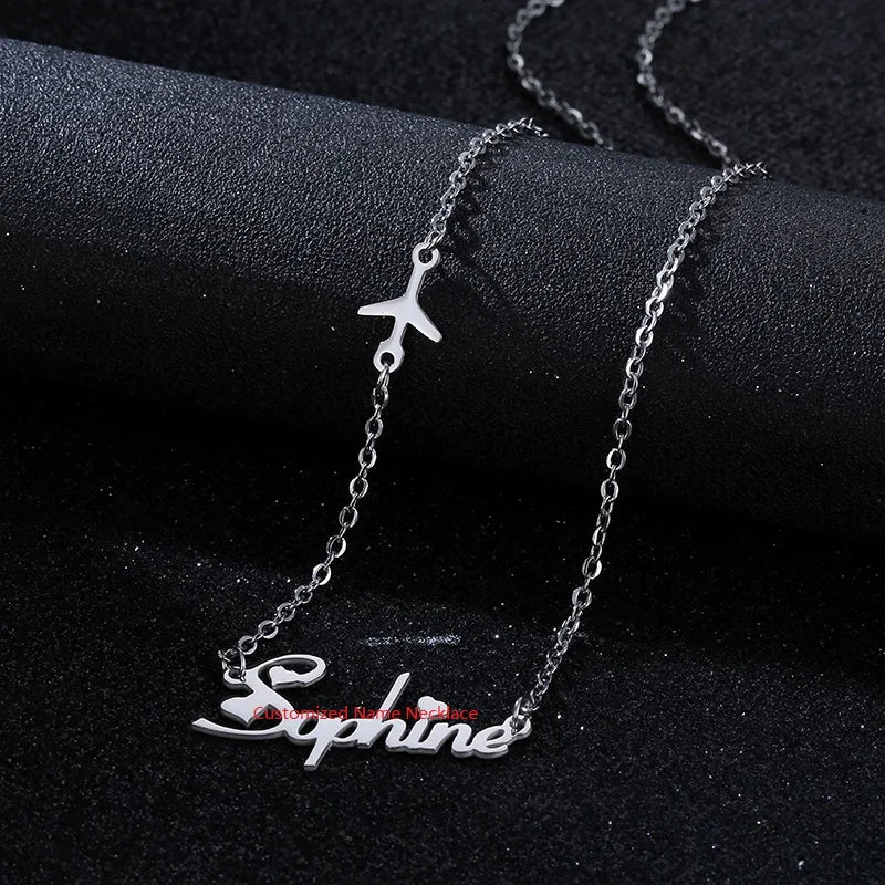 Diy Custom Name Necklace Stainless Steel Slicing Korean Statement Butterfly Letter Necklace