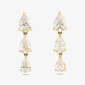 Triple Dangle Tear Drop Pear Cut Moissanite Earrings for Women Jewelry 925 Sterling Silver 14K 18K Gold Plated