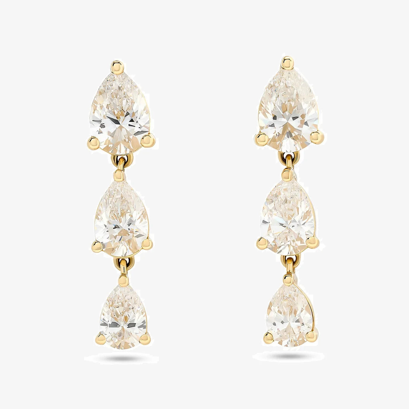 Triple Dangle Tear Drop Pear Cut Moissanite Earrings for Women Jewelry 925 Sterling Silver 14K 18K Gold Plated