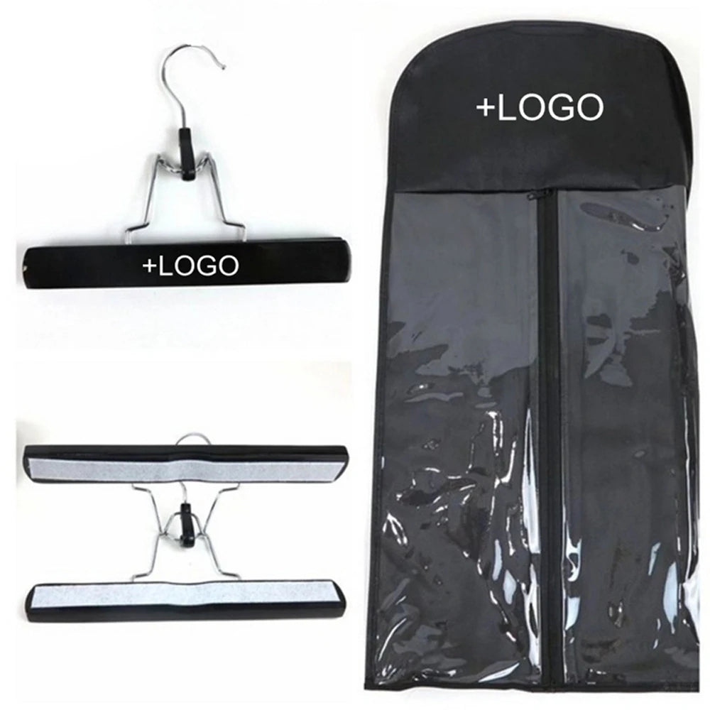 PVC Dust Bag for Packing Human Hair Weft Non-woven Dust-proof Organizer Hair Extension Packaging Bag With Hanger