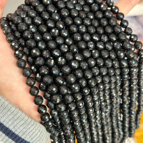 8 10mm Natural Gemstone Faceted Black Tourmaline Loose Beaded 128 Football Faceted Stone Loose Beaded for Jewelry Making