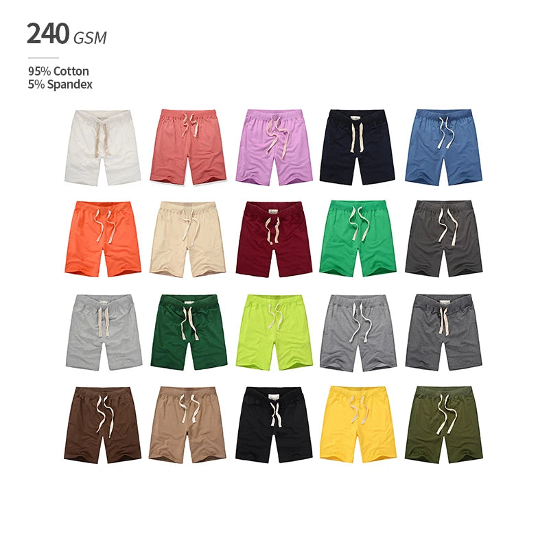 5% Spandex 95% Cotton Shorts Custom logo Elasticity Jersey Men Casual Shorts
