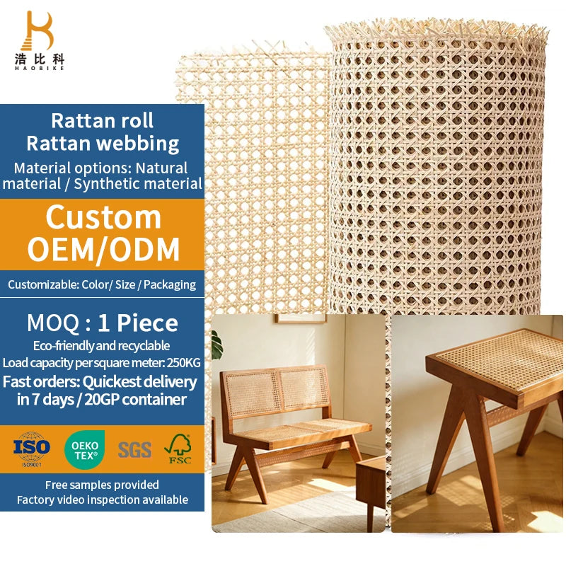 Natural Rattan Cane Wicker Webbing Sheet Rotin Cane Material Open Rattan Mesh for Home Decor