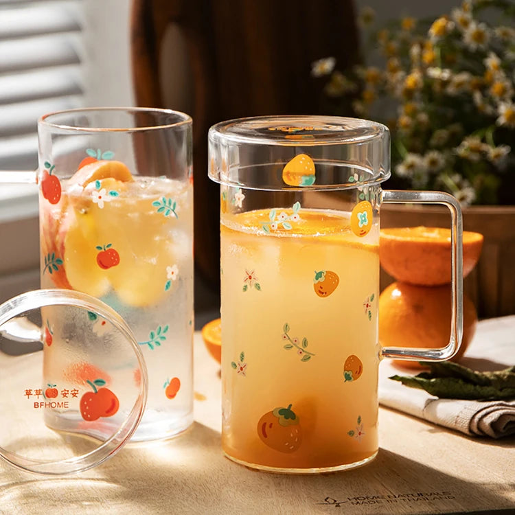 European Nordic Fruit Cute Design Office Home Creative Tea Pot With Kettle Drinking Water Jug Set Glass Cup Set