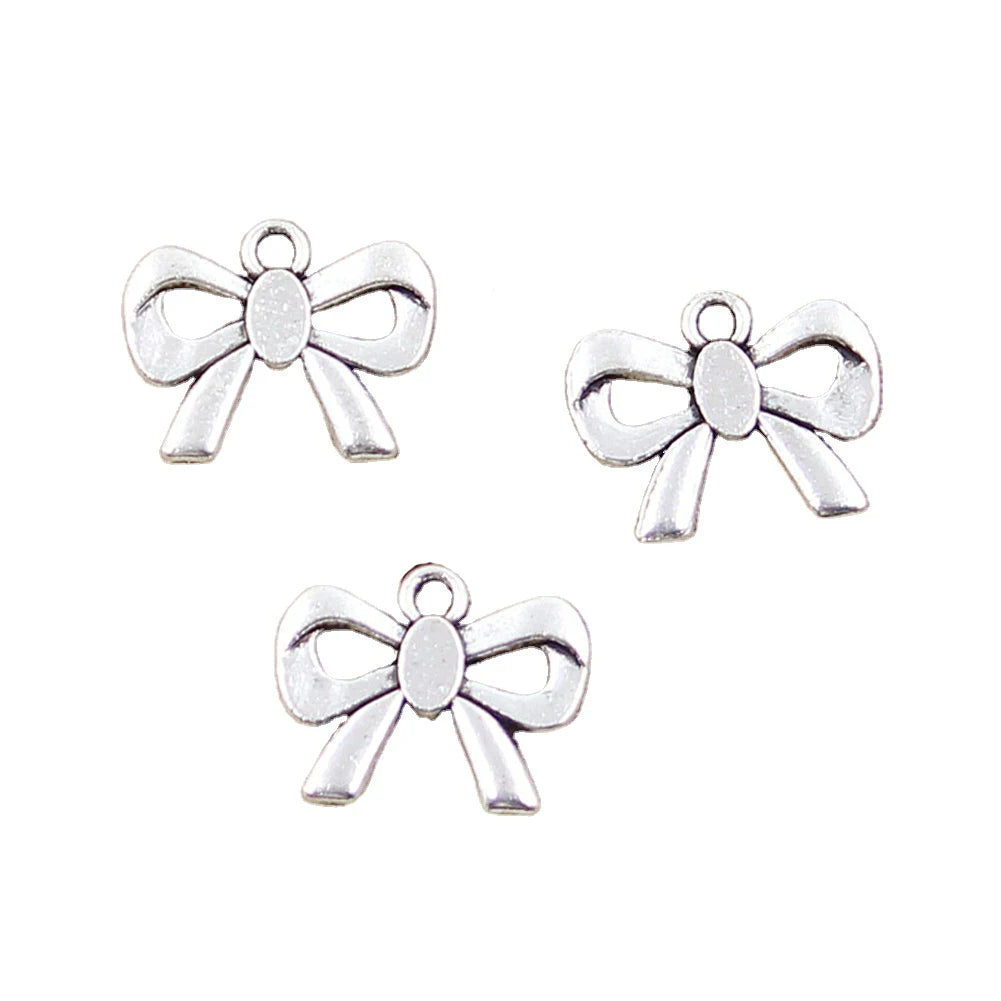 Charms Bow Bowknot Rosette 15x18mm Tibetan Silver Color Pendants Antique Jewelry Making DIY Handmade Craft