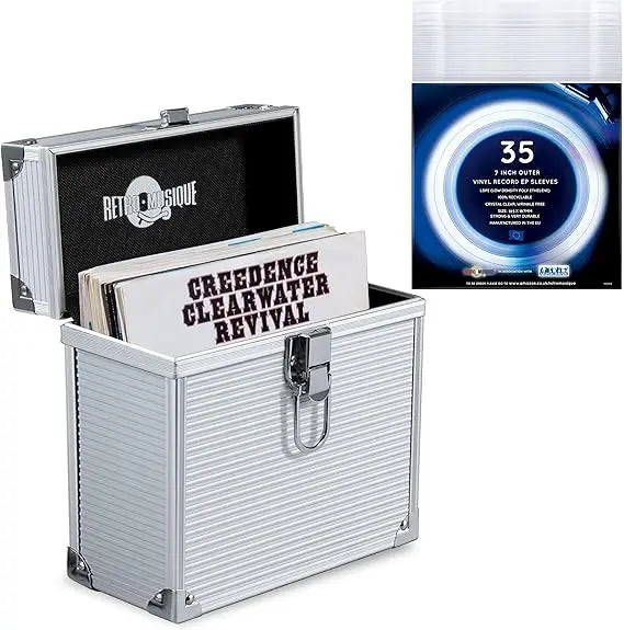 Durable 7\" Aluminium Vinyl Record EP Storage Case Vinyl Record Storage Box