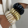 Exaggerated Stacked Colorful Elastic Resin Bangle Bracelet for Women Fashion Lady Cuff Bracelet on Hand Accessories Jewelry Gift