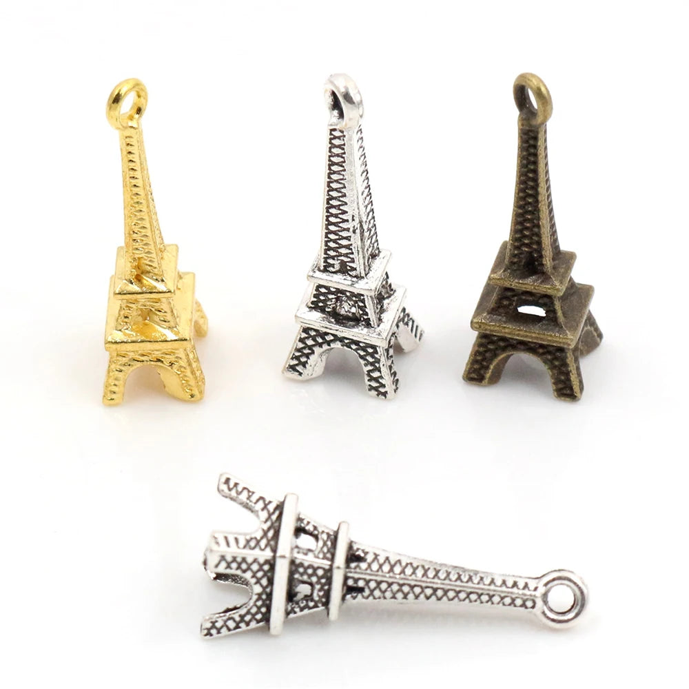 30pcs/lot 24x8mm Antique Silver Plated Bronze Gold Eiffel Tower Charms Pendant:DIY Jewelry Supplies for Bracelet Necklace