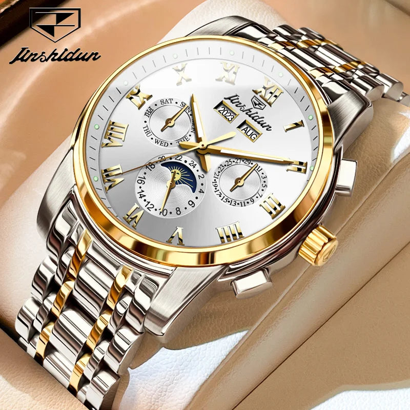 JSDUN 8718 Oem Custom Wholesale Multifunctional Men Stainless Steel  Mechanical Wrist Watch Automatic Mechanical Watch for Man