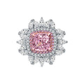 Wholesale 925 Silver Jewelry 18k White Gold Plated pink Radiant Cut  7mm*7mm Cubic Zirconia Diamond Rings for Women
