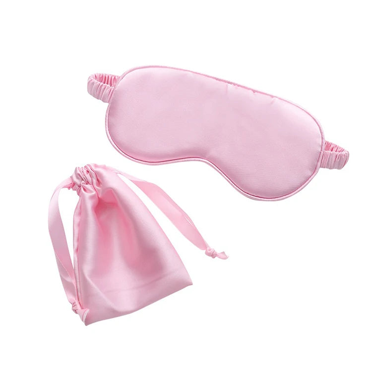 Small Moq Fast Shipping Comfy Sleepmask Satin Eye Mask Set Adjustable Soft Silk Satin Eyemask