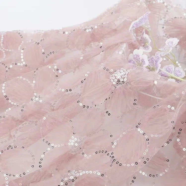 2023 Hot Sale Good Price Silver Glitter Border Lace Fabric