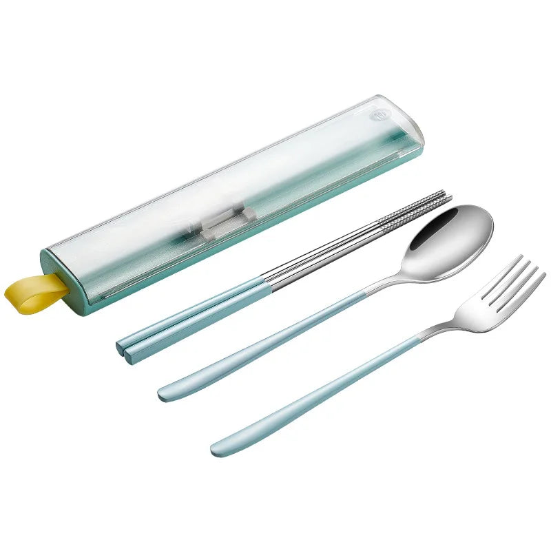 Eco Stainless Steel Personalized Reasonable Price Cutlery Set Portable Outdoor Camping Travel Chopsticks Fork Spoon With Case