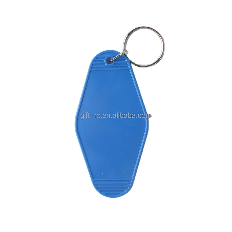 Custom logo Promotional Blank Plastic Retro Vintage Motel Keychain Ring