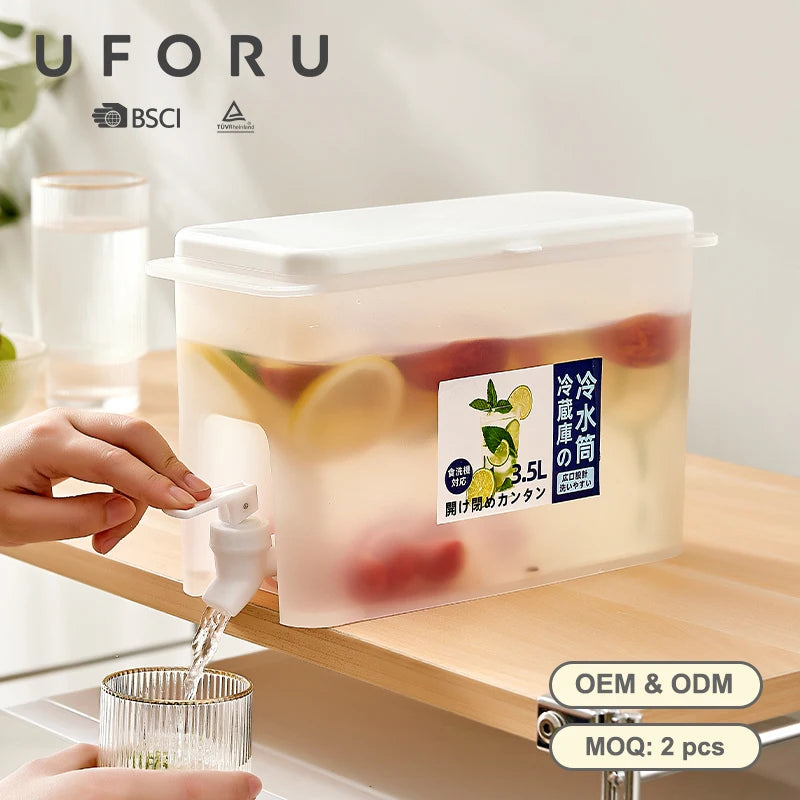 UFORU Refrigerator Storage Box Plastic Fruit Juice Drink Dispensers Beverage Dispenser