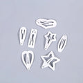 2.5cm 3cm White Star Heart Hair Clips Mini Metal Snap Hairpins for Kids Geometric Hairgrips for Nurse