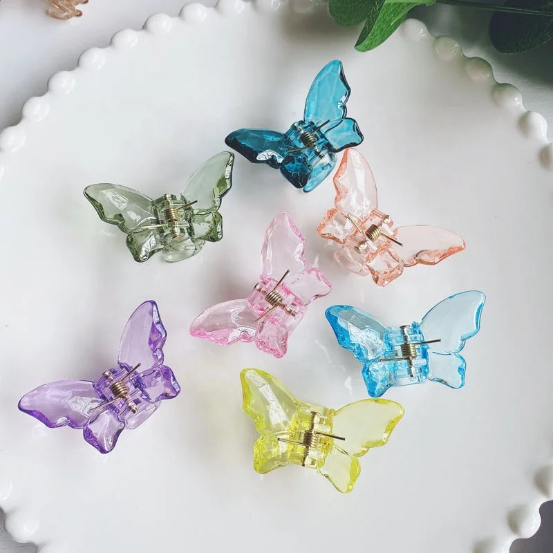 NOVA Transparent Acrylic Crystal Plastic 2.5cm Mini Small Clamps Kids Women Girls Bun Hold Butterfly Hair Accessories Clip Claw