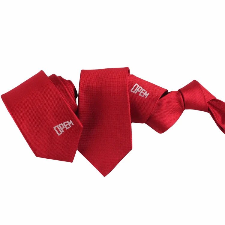 Fashion Manufacture Silk Red Tie Custom Logo Jacquard Wholesale Woven Neckties for Men Suit Accessories