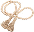 TaiLai 58-Inch Wood Bead Tassels Garland Rustic Country Farmhouse Wall Hanging Decor Wooden Bead Necklace for Holiday Decoration