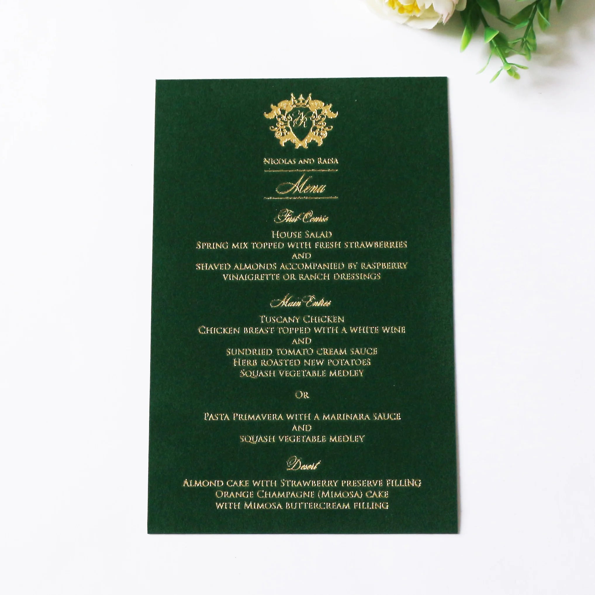 Top Grade Emerald Green Velvet Menu Card Cafe Bar Menu Card Wedding Baptism Ceremony Party Menu Card