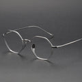Designer Hexagon Eyewear Fullrim Titanium Optical Frame Gray Silver Fashion Eyeglasses with Solid Pattern Light Weight