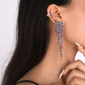 Minimalist Multi Colors Crystal Earrings Rhinestone Long Stud Earrings Tassel Earrings for Women