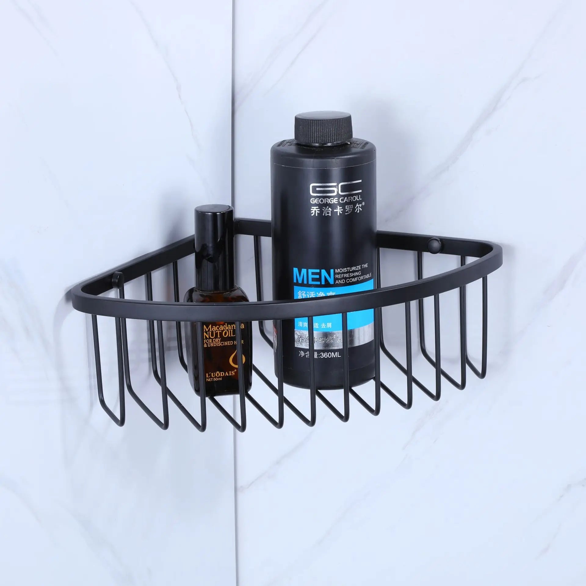 Bathroom Rack Black Corner Shelf Stainless Steel Shower Storage Bracket Shelf