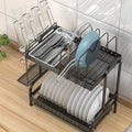 China factory multi-function 2 tiers stainless steel kitchen storage standing dish rack