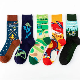 Personalized Customised Logo Dress Socks Organic Cotton Gentleman Jacquard Crew Men Designer Socks