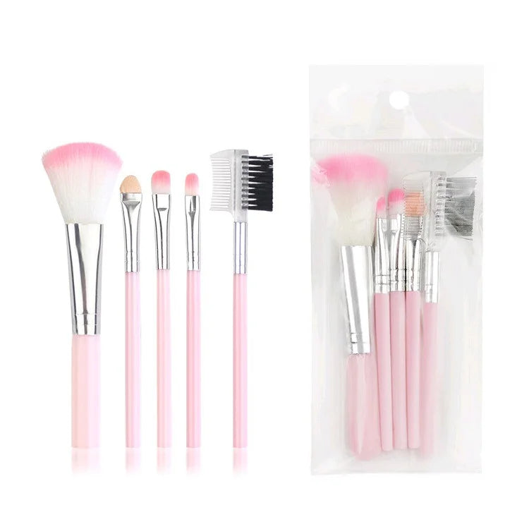 Private Label 5pcs Makeup Brush Set Low Price Synthetic Hair for Eye Shadow Eyebrow Blush Face Lips Foundation Concealer OPP Bag