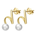 RINNTIN GPE33 Design Jewelry Cultured Pearls Stud Earrings 925 Silver 14K Gold Plated Freshwater Pearls Earings for Women