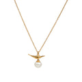 New Fashion Simple Design Baroque Square Shape Pearl Pendant Necklace Real Gold Plated Brass Link Necklace Fashion Accessories