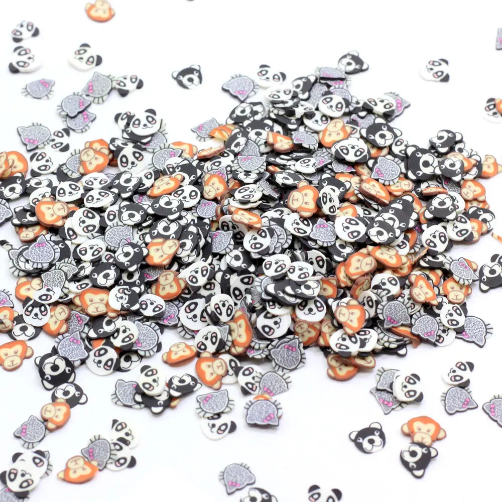 Cartoon Animal Monkey Bear Panda Polymer Clay Sprinkles for Nail Arts Decoration DIY Slime Toy Filler Accessories