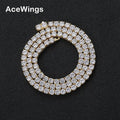 BC023  3mm 4mm 5mm Spring Clasp  Brass Zircon Tennis Chain  Necklace Hip Hop Bling Jewelry Gold Silver CZ  Iced Out