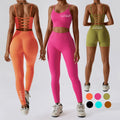 Seamless High Elastic Yoga Sets Women 87 Nylon 13 Spandex Two-piece Set Fitness Sports Suit Ribbed Yoga Sets